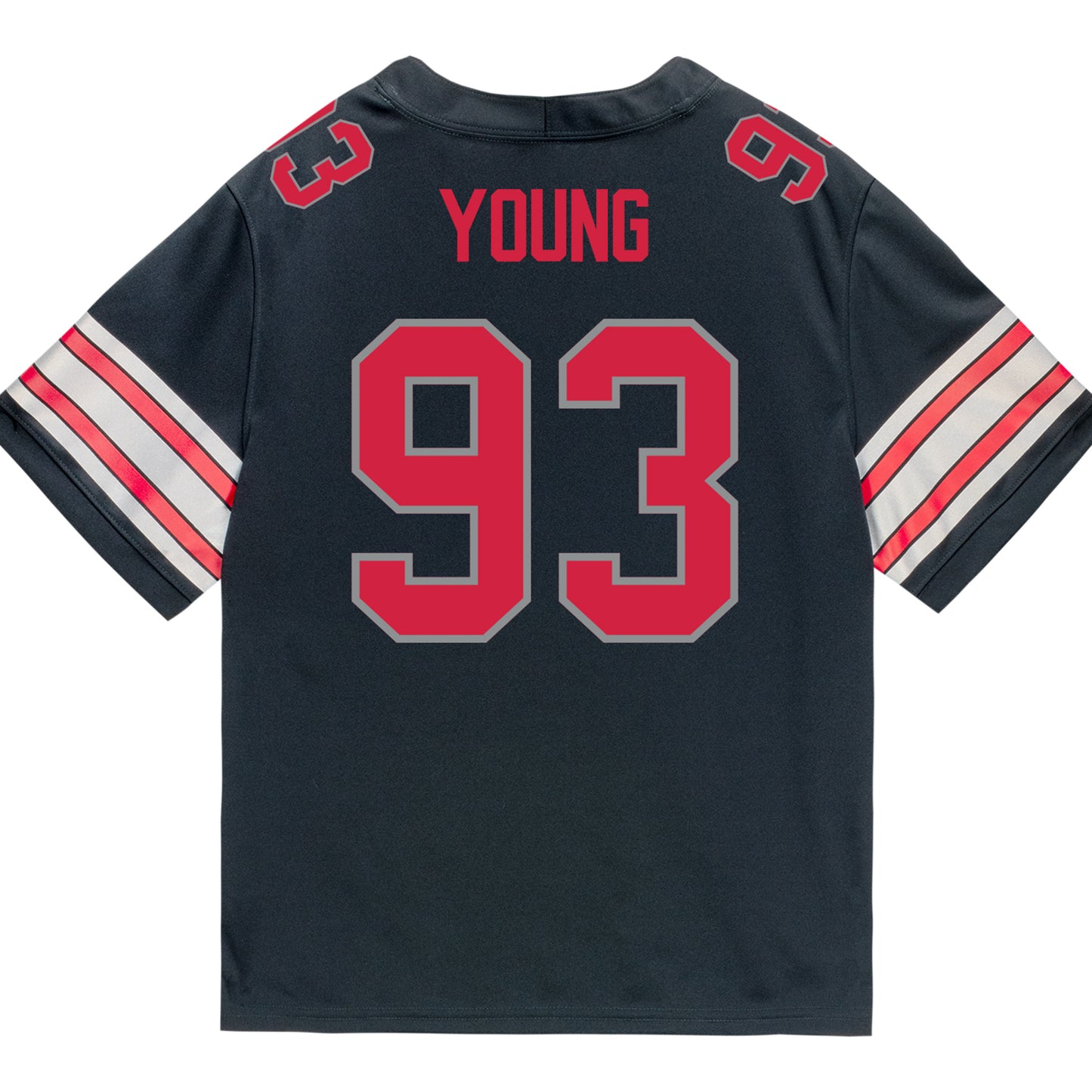 Ohio State Buckeyes Nike #93 Brady Young Athlete Black Football Jersey - Back View