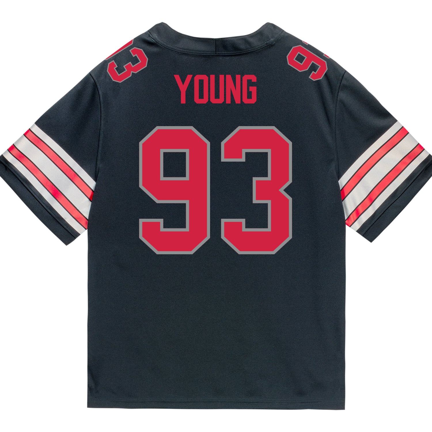 Ohio State Buckeyes Nike #93 Brady Young Athlete Black Football Jersey - Back View