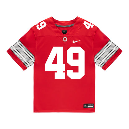 Ohio State Buckeyes Nike #49 Marcello Diomede Student Athlete Scarlet Football Jersey - Front View