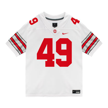 Ohio State Buckeyes Nike #49 Marcello Diomede Student Athlete White Football Jersey - Front View