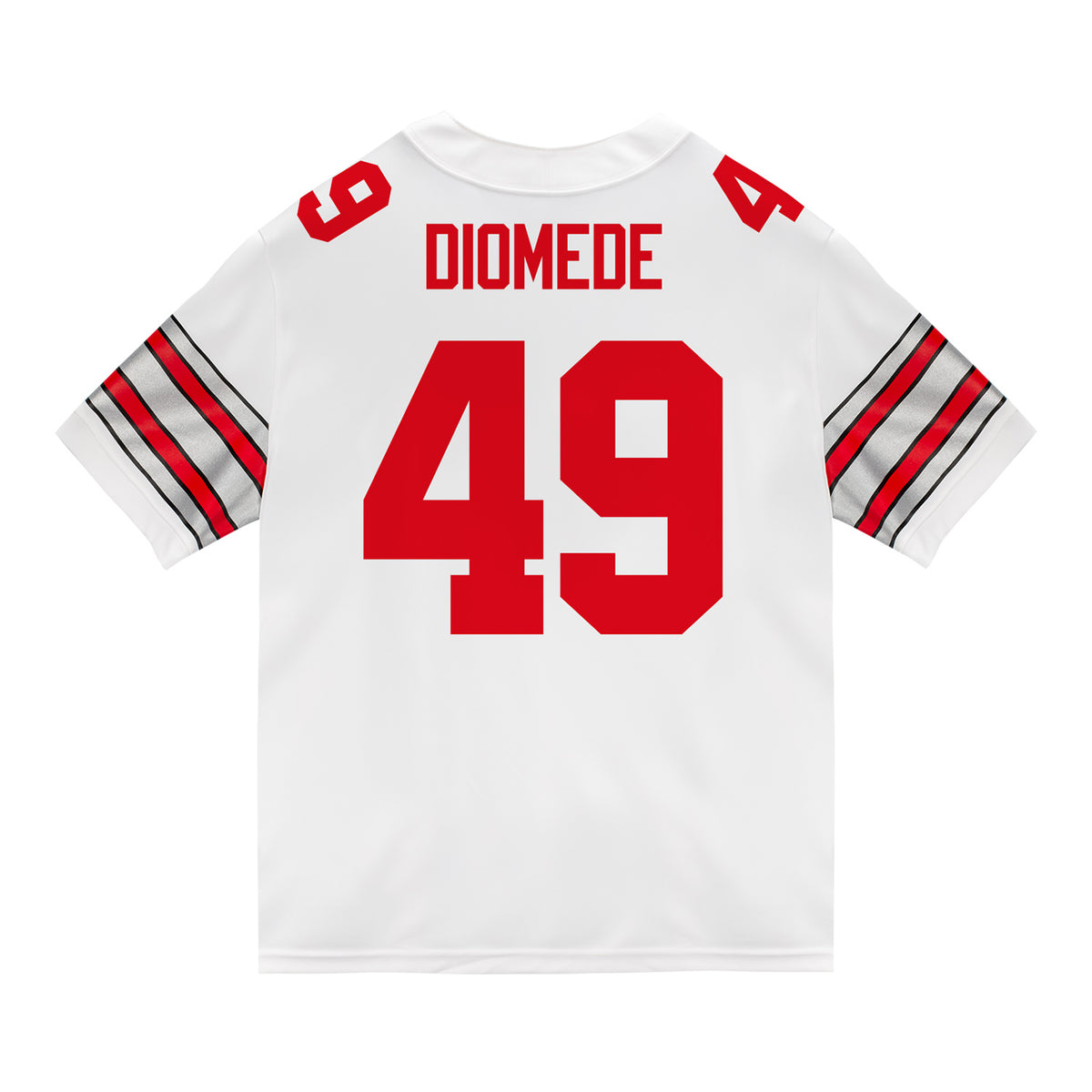 Ohio State Buckeyes Nike #49 Marcello Diomede Student Athlete White Football Jersey - Back View