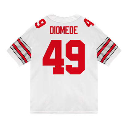 Ohio State Buckeyes Nike #49 Marcello Diomede Student Athlete White Football Jersey - Back View
