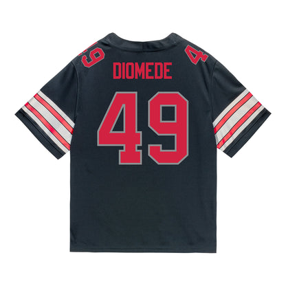 Ohio State Buckeyes Nike #49 Marcello Diomede Student Athlete Black Football Jersey - Back View