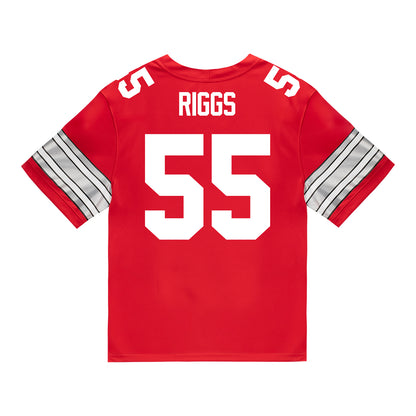 Ohio State Buckeyes Nike #55 Dalton Riggs Student Athlete Scarlet Football Jersey - Back View