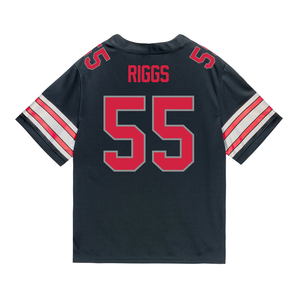Ohio State Buckeyes Nike #55 Dalton Riggs Student Athlete Black Football Jersey - Back View