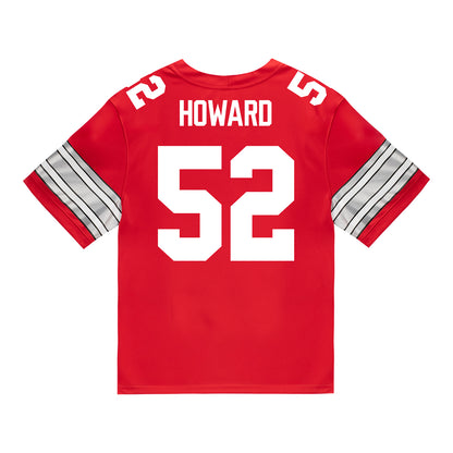 Ohio State Buckeyes Nike #52 Ty Howard Student Athlete Scarlet Football Jersey - Back View