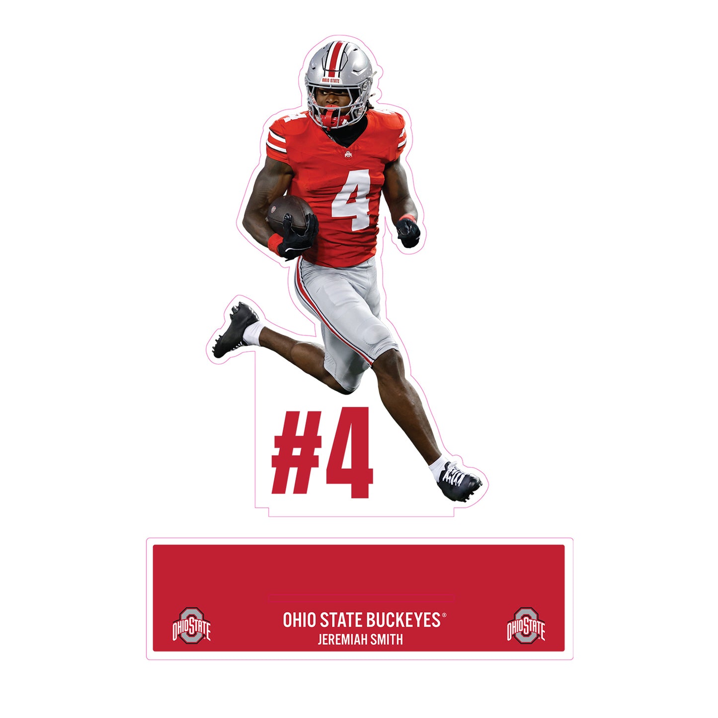 Ohio State Buckeyes #4 Jeremiah Smith Student Athlete Acrylic Standout - Front View