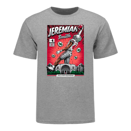 Youth Ohio State Buckeyes #4 Jeremiah Smith NIL Comic T-Shirt - Front View