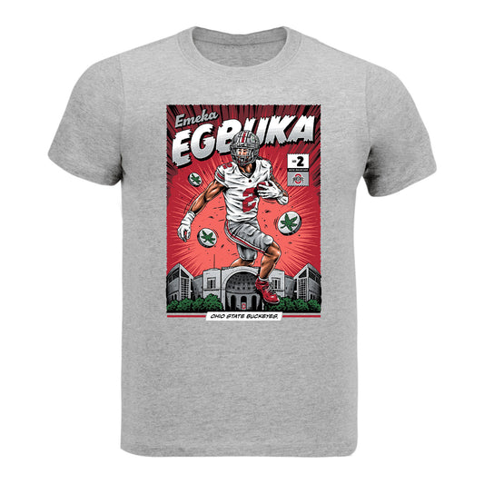 Youth Ohio State Buckeyes #2 Emeka Egbuka NIL Comic T-Shirt - Front View