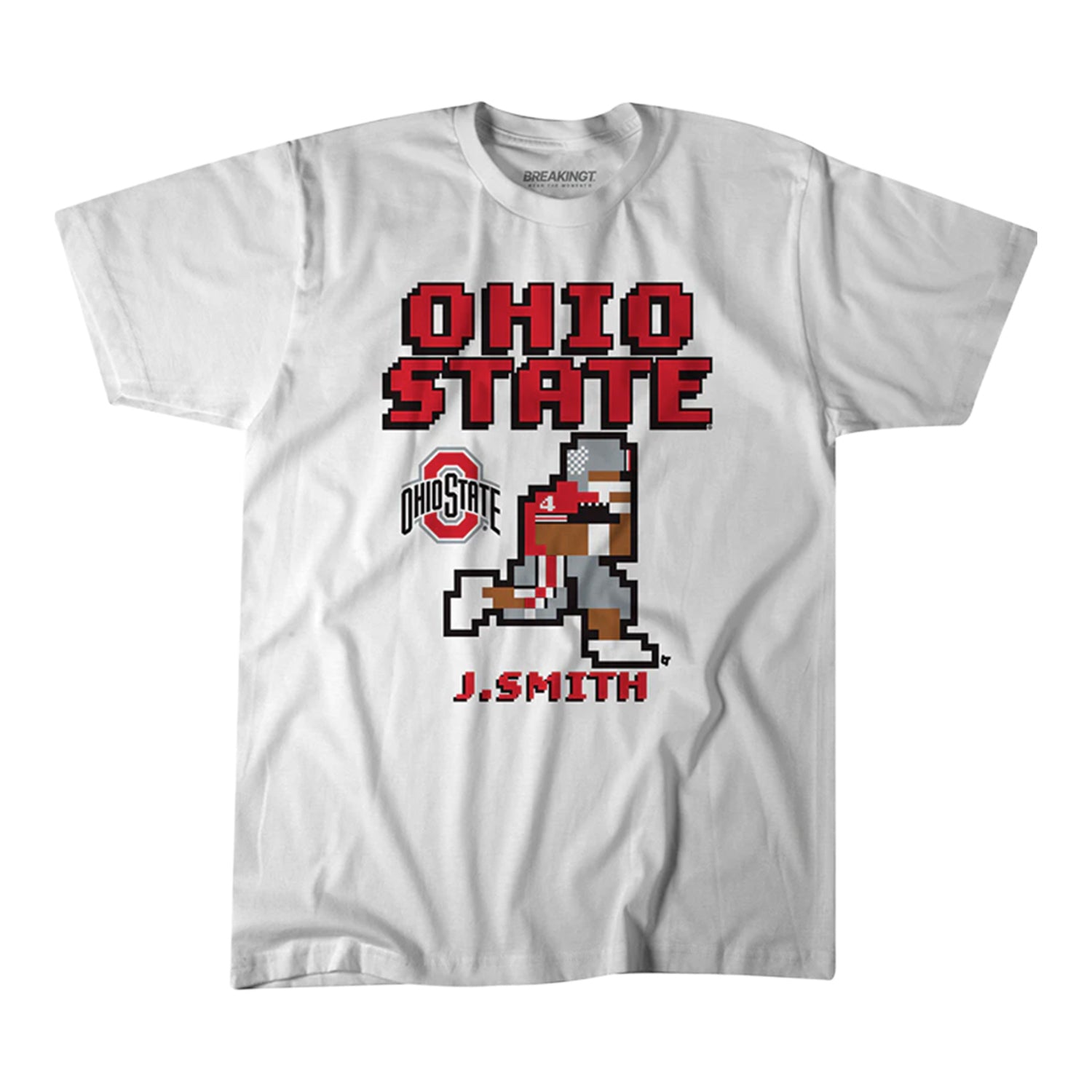 Ohio State Buckeyes Breaking T Retro Baller #4 Jeremiah Smith T-Shirt - Front View