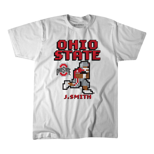 Ohio State Buckeyes Breaking T Retro Baller #4 Jeremiah Smith T-Shirt - Front View