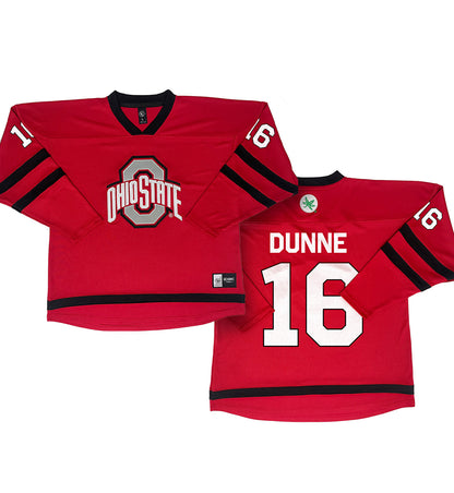 Ohio State Buckeyes #16 Joy Dunne Student Athlete Women's Hockey Jersey - Front and Back