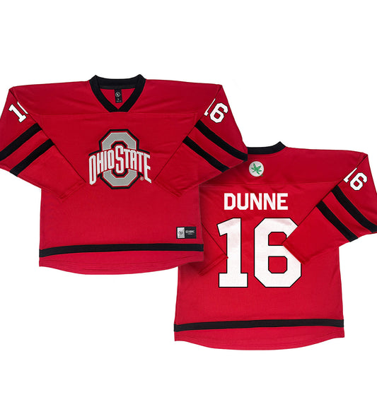 Ohio State Buckeyes #16 Joy Dunne Student Athlete Women's Hockey Jersey - Front and Back