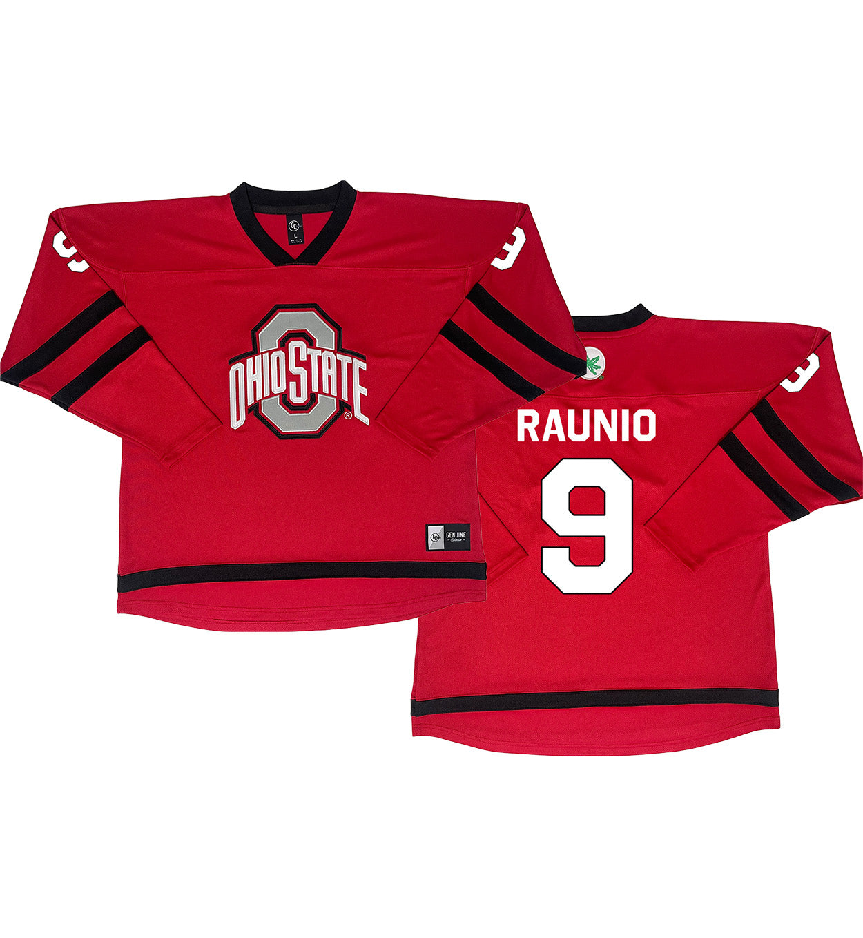 Ohio State Buckeyes #9 Jenna Raunio Student Athlete Women's Hockey Jersey - Front and Back