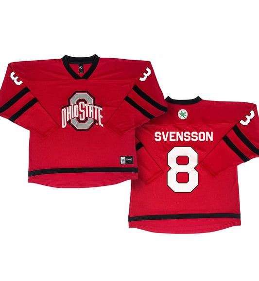 Ohio State Buckeyes #8 Hilda Svensson Student Athlete Women's Hockey Jersey - Front and Back