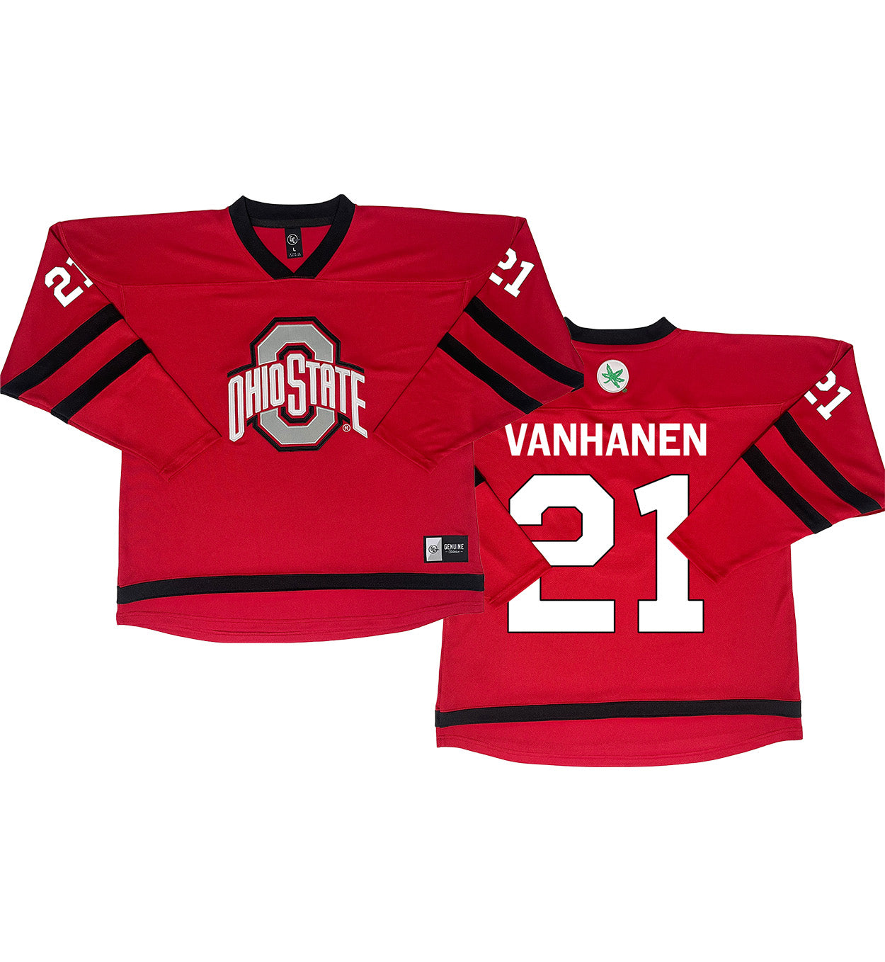 Ohio State Buckeyes #21 Sanni VanHanen Student Athlete Women's Hockey Jersey - Front and Back