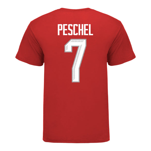 Ohio State Buckeyes #7 Emma Peschel Student Athlete Women's Hockey T-Shirt In Scarlet - Back View