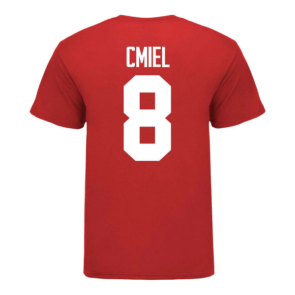 Ohio State Buckeyes Men's Lacrosse Student Athlete #8 Connor Cmiel T-Shirt In Scarlet - Back View