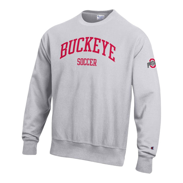 Ohio State Buckeyes Champion Soccer Gray Crew Neck Sweatshirt - Front/Side View