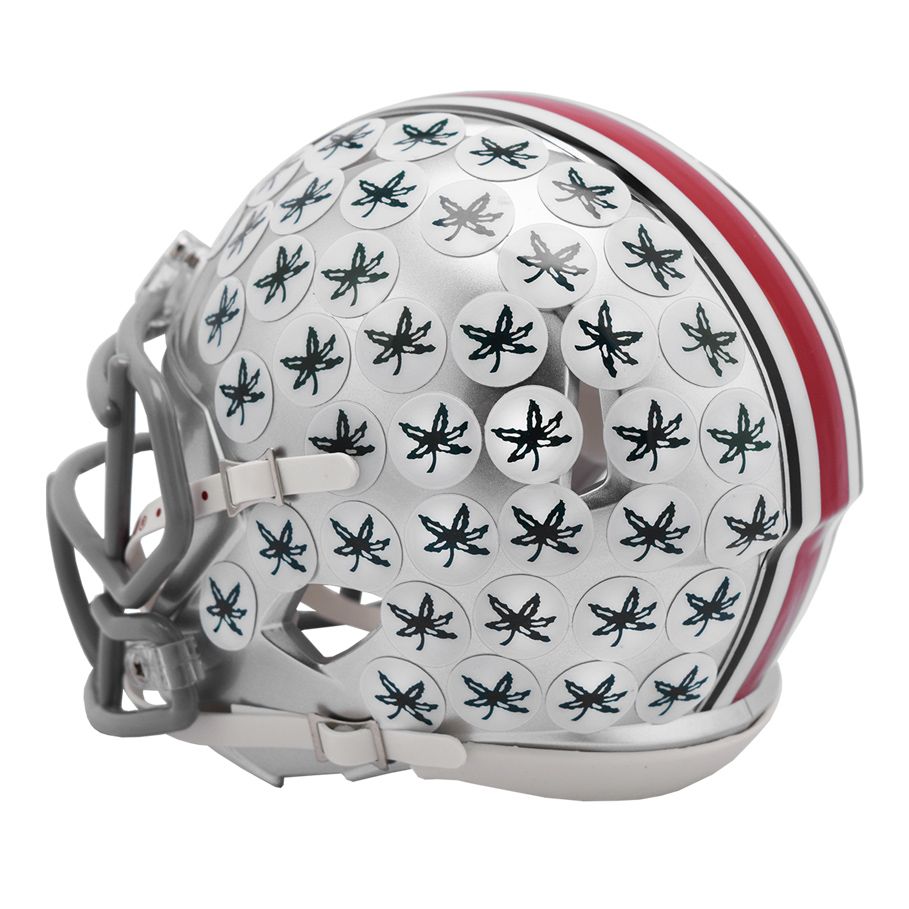 Ohio State Buckeyes Mini Speed Helmet in Silver - Left Side View