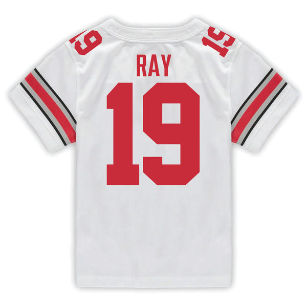 Ohio State Buckeyes Nike #19 Chad Ray Student Athlete White Football Jersey - In White - Back View