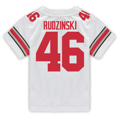 Ohio State Buckeyes Nike #46 Ryan Rudzinski Student Athlete White Football Jersey - In White - Back View