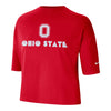 Ladies Ohio State Buckeyes Nike Block O Crop Short Sleeve - In Scarlet - Front View