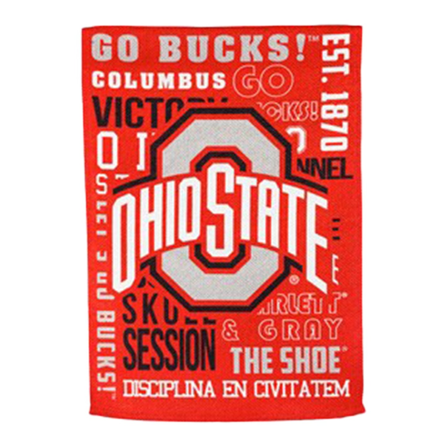 Ohio State Buckeyes Garden Fan Rules Flag in Scarlet - Front View