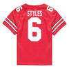 Ohio State Buckeyes Nike #6 Sonny Styles Student Athlete Scarlet Football Jersey - In Scarlet - Back View