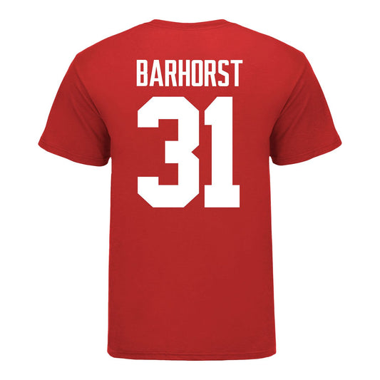 Ohio State Buckeyes Women's Lacrosse Student Athlete #31 Madeline Barhorst T-Shirt In Scarlet - Back View