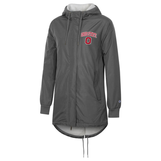 Ladies Ohio State Buckeyes Graphite Sherpa Lined Stadium Jacket - Front View