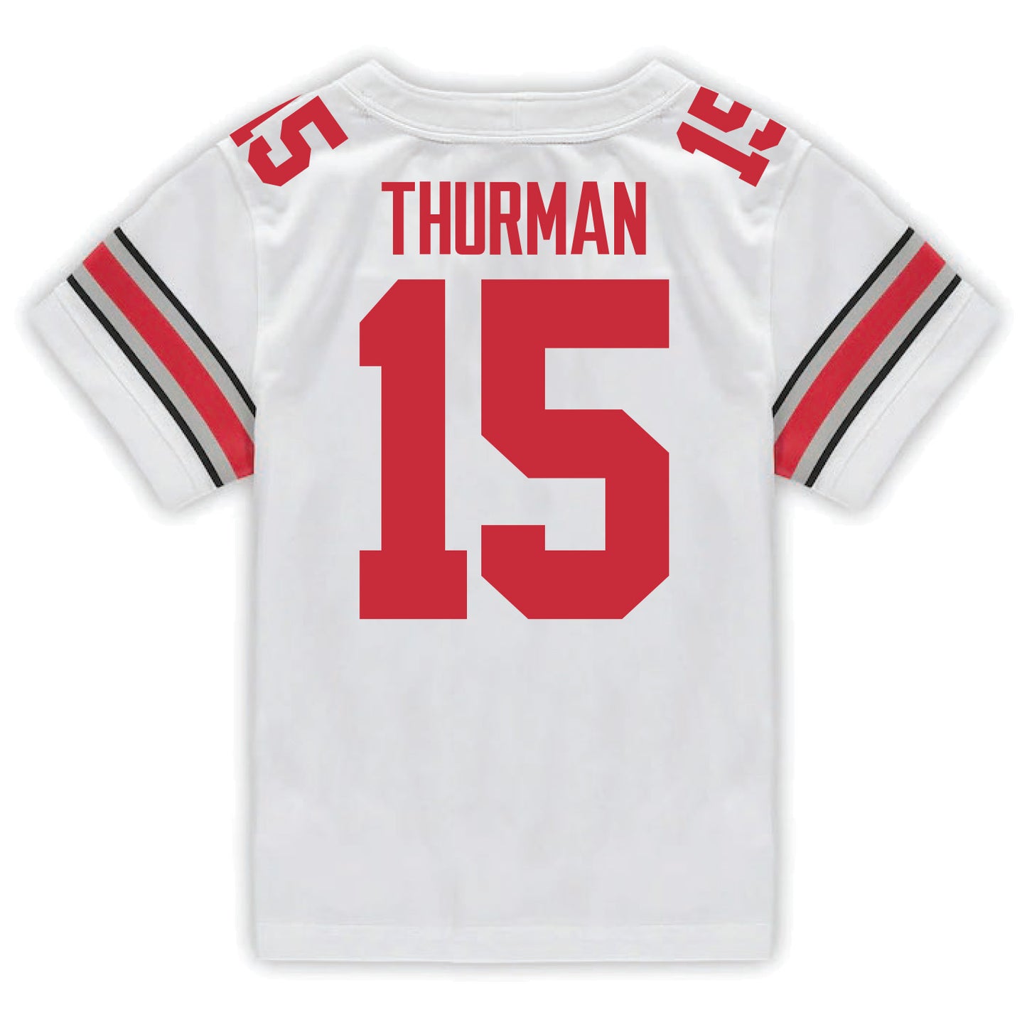 Ohio State Buckeyes Nike #15 Jelani Thurman Student Athlete White Football Jersey - In White - Back View