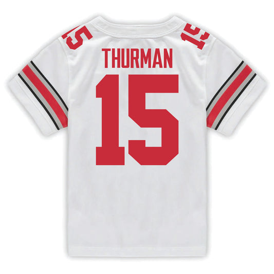 Ohio State Buckeyes Nike #15 Jelani Thurman Student Athlete White Football Jersey - In White - Back View