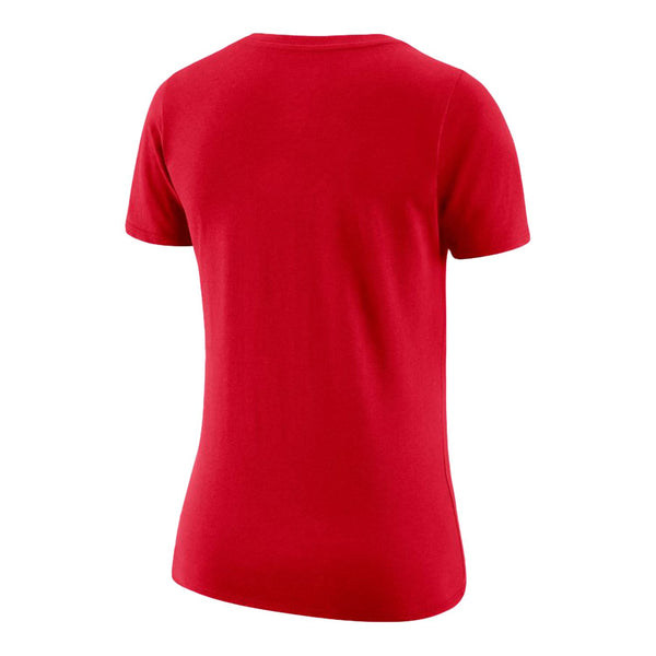 Ladies Ohio State Buckeyes Nike V-Neck Shirt - In Scarlet - Back View