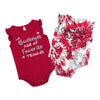 Newborn Ohio State Buckeyes Two Bits 2-Pack Onesies - In Scarlet - Front View