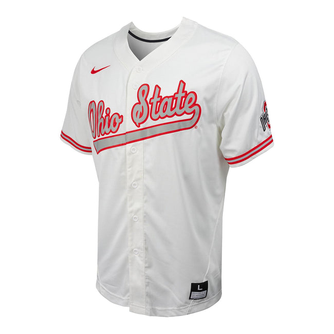 Nike Men's Ohio State Buckeyes White Full Button Replica Baseball Jersey
