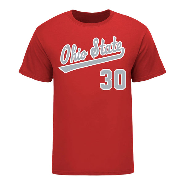 Ohio State Buckeyes Baseball #30 Jonah Jenkins Student Athlete T-Shirt in Scarlet - Front View