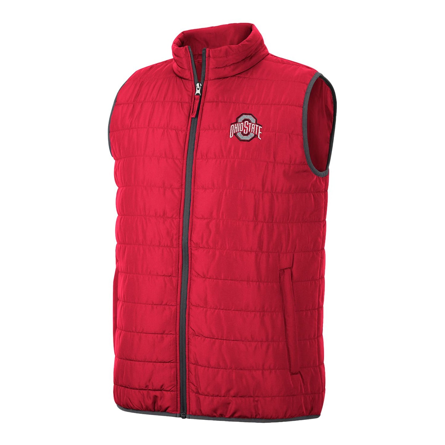 Ohio State Buckeyes Full Zip Puffer Vest in Scarlet - Front View