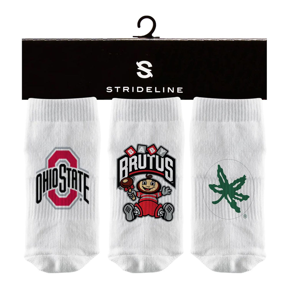 Strideline Ohio State Buckeyes 3pk Baby Quarter Socks