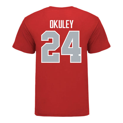 Ohio State Buckeyes Baseball #24 Mitchell Okuley Student Athlete T-Shirt in Scarlet - Back View