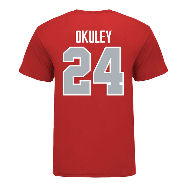 Ohio State Buckeyes Baseball #24 Mitchell Okuley Student Athlete T-Shirt in Scarlet - Back View
