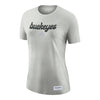 Ladies Ohio State Buckeyes Nike Dri-Fit Buckeyes Crew T-Shirt - In Gray - Front View