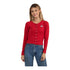 Ladies Ohio State Buckeyes Primary Logo Button Down Cardigan - In Scarlet - Front View