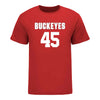 Ohio State Buckeyes Men's Lacrosse Student Athlete #45 Alex Marinier T-Shirt In Scarlet - Front View