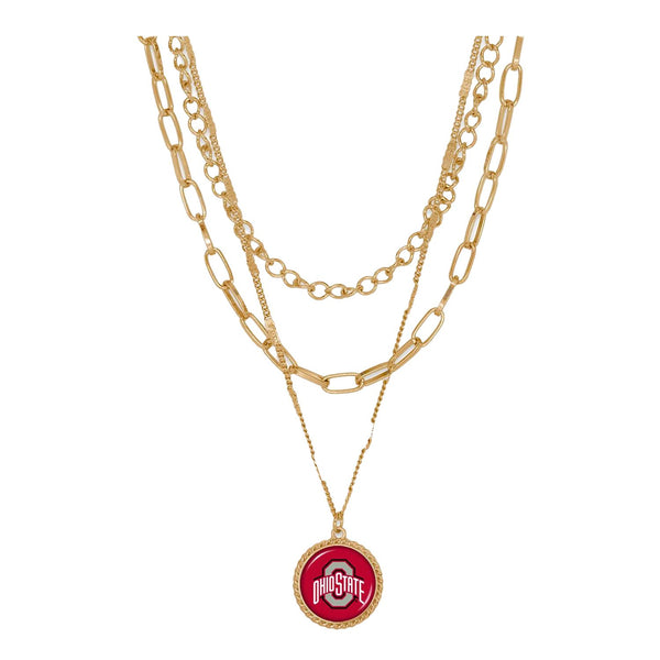 Ohio State Buckeyes Primary Sydney Necklace in Scarlet - Front View