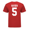 Ohio State Buckeyes Dallan Hayden #5 Student Athlete Football T-Shirt in Scarlet - Back View