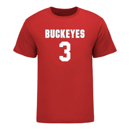 Ohio State Buckeyes Women's Lacrosse Student Athlete #3 Annie Hargraves T-Shirt In Scarlet - Front View