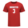 Ohio State Buckeyes Women's Lacrosse Student Athlete #3 Annie Hargraves T-Shirt In Scarlet - Front View