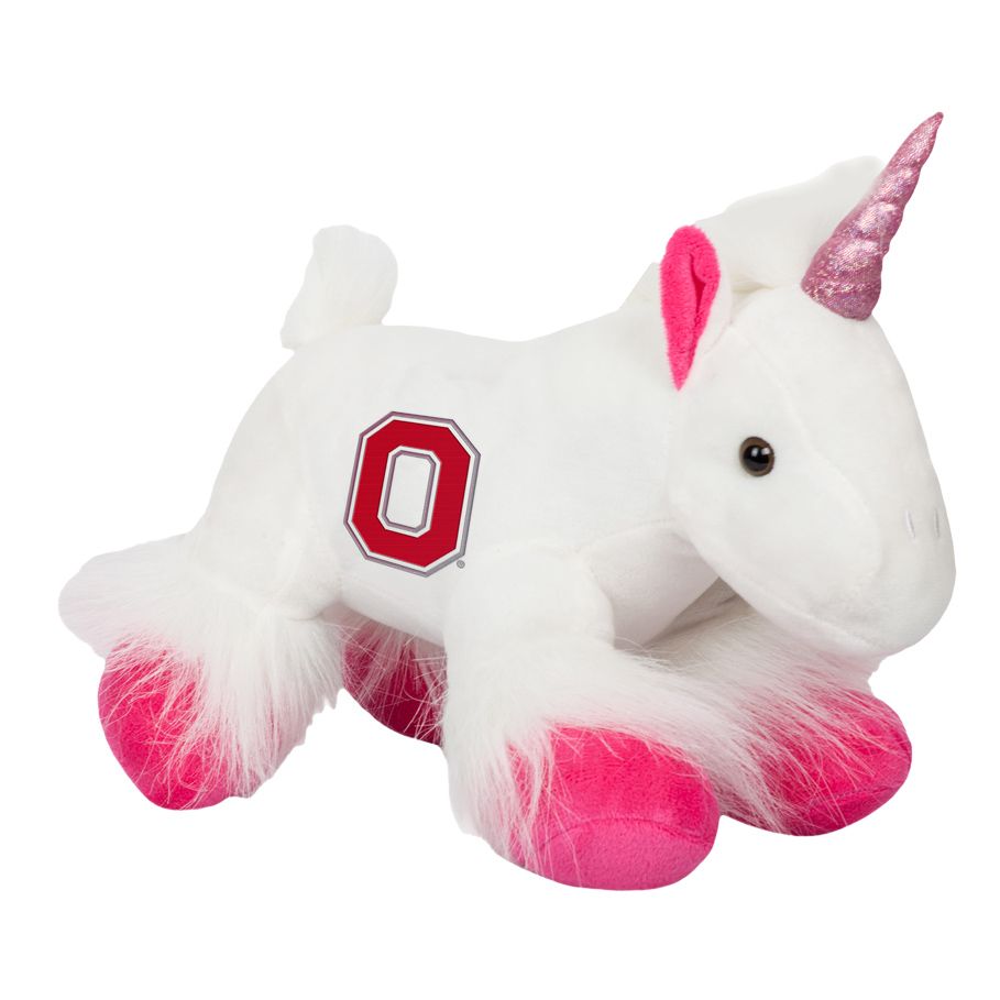 Ohio State Buckeyes 9.5" Plush White Unicorn - Angled Left View