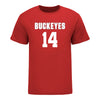 Ohio State Buckeyes Women's Lacrosse Student Athlete #14 Riley Alexander T-Shirt In Scarlet - Front View